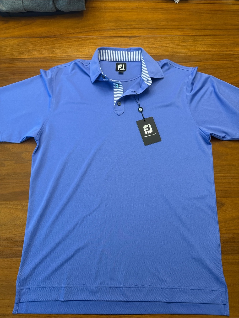 FootJoy Men's Polo in Periwinkle Blue with Striped Collar